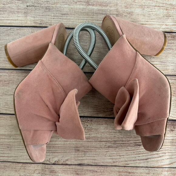 Kurt Geiger Jessika Open Toe Heels Sandals Sz 39/8.5 Blush Pink Bow Suede Mule - Picture 5 of 13